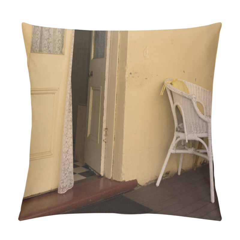 Personality  Curtain Blowing In Open Antique Doorway Of An Old House Pillow Covers