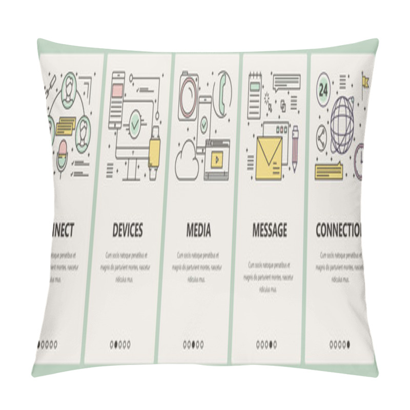 Personality  Vector Thin Line Flat Design Communication Concept Vertical Banners Pillow Covers