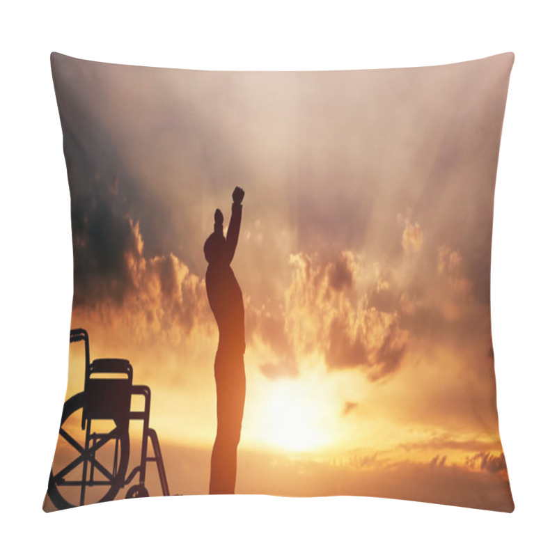 Personality  Man Standing Up From Wheelchair. Pillow Covers