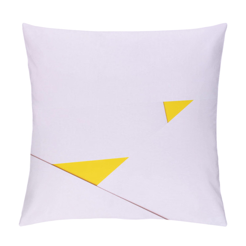 Personality  Geometric Background With Lavender Paper Sheets And Yellow Triangles Pillow Covers