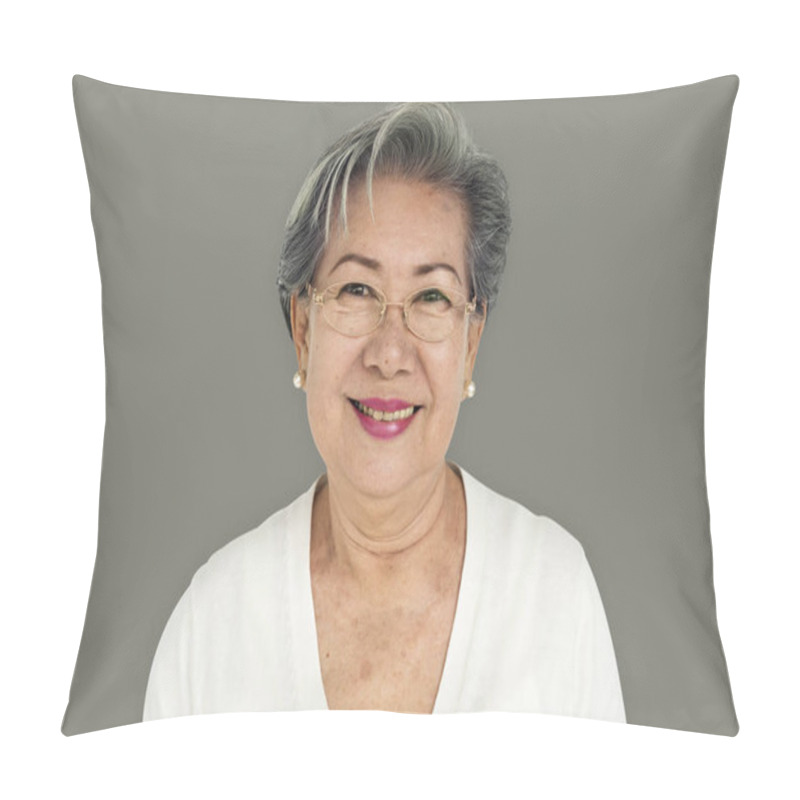 Personality  Senior Woman Posing In Studio Pillow Covers