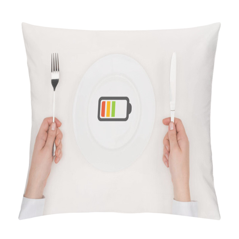 Personality  Charging Battery Icon On Plate Pillow Covers