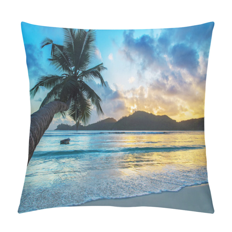 Personality  Tropical Beach Baie Lazare At Sunset Pillow Covers