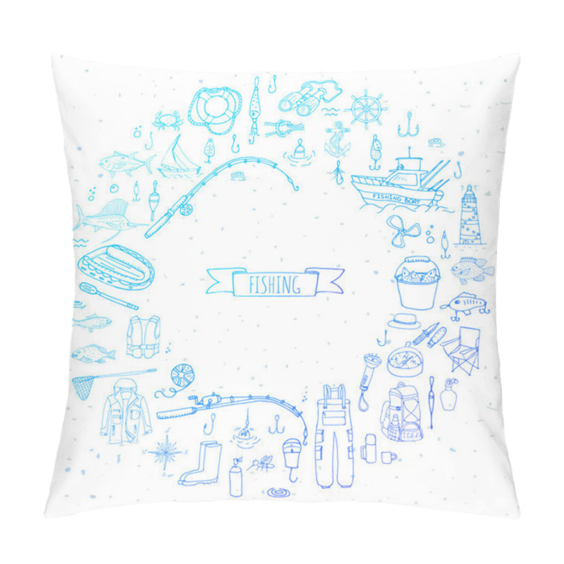 Personality  Fishing Icons Set Pillow Covers