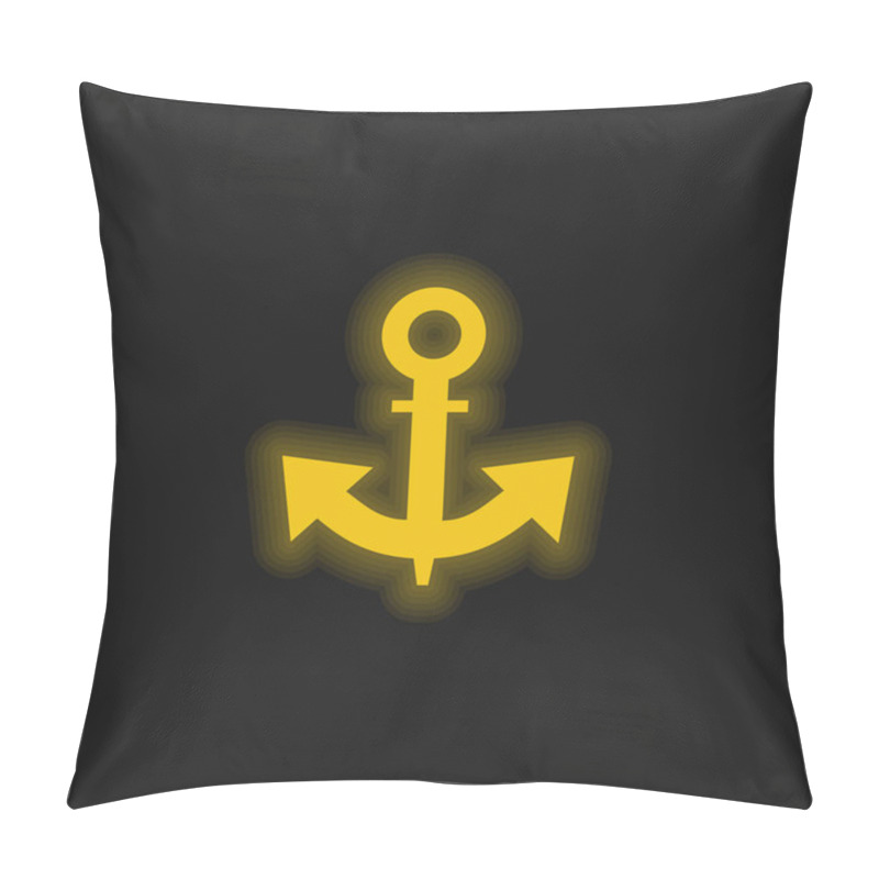 Personality  Boat Anchor Yellow Glowing Neon Icon Pillow Covers