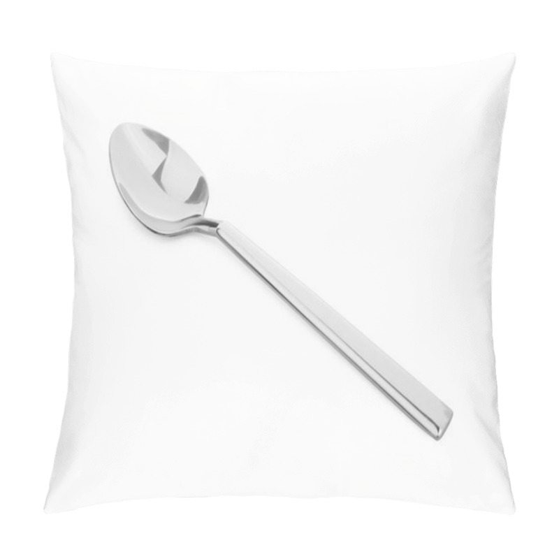 Personality  One Clean Shiny Spoon Isolated On White Pillow Covers