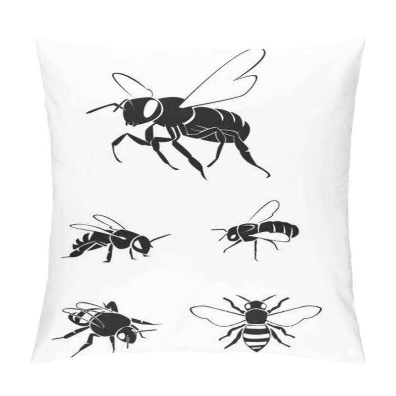 Personality  Vector Illustration Of Bee Collection Set Pillow Covers