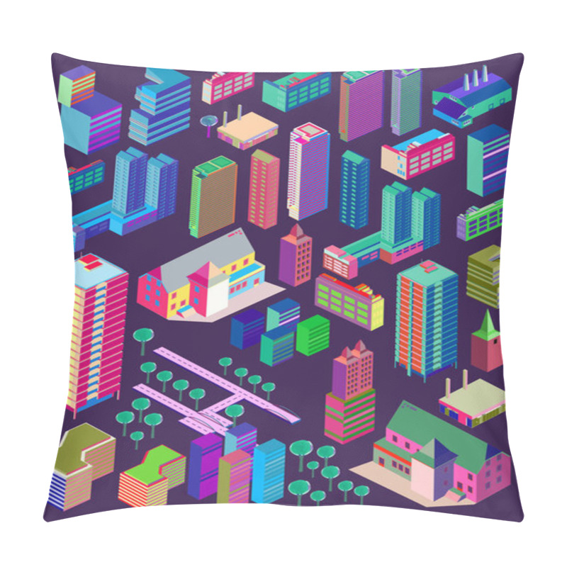 Personality  Urban, Buildings, City, Vector Illustration Pillow Covers