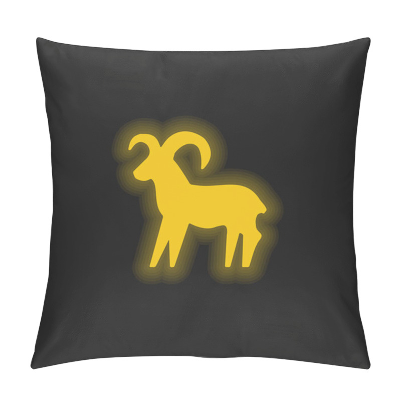 Personality  Aries Sign Yellow Glowing Neon Icon Pillow Covers