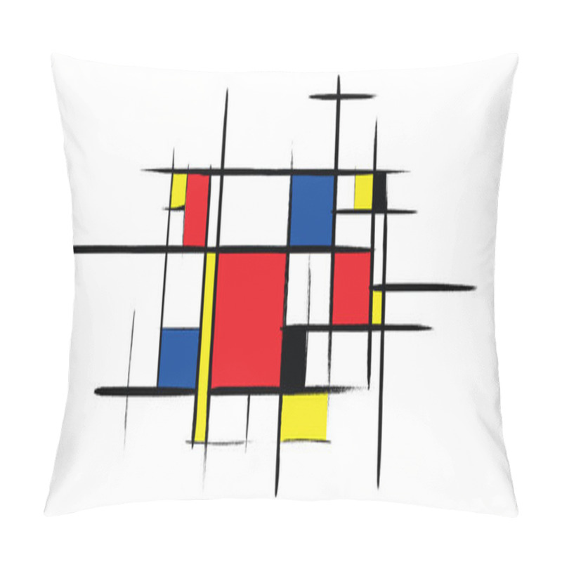 Personality  Checkered Piet Mondrian Style Emulation. The Netherlands Art History And Holland Painter. Dutch Mosaic Or Checker Line Pattern. Retro Pop Art Pattern Pillow Covers