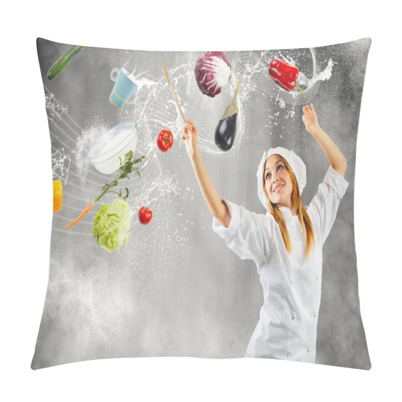 Personality  Girl Cooking As Master Of Orchestra Pillow Covers