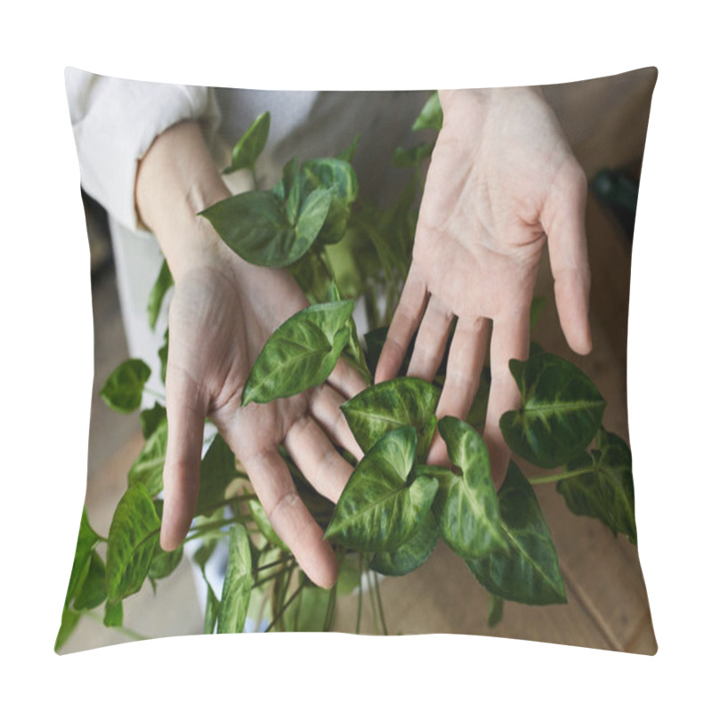 Personality  Gardener Nurturing Lush Greenery In Her Peaceful Creative Space. Pillow Covers