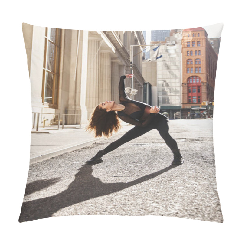 Personality  A Young Woman Dances On A New York City Street. Pillow Covers