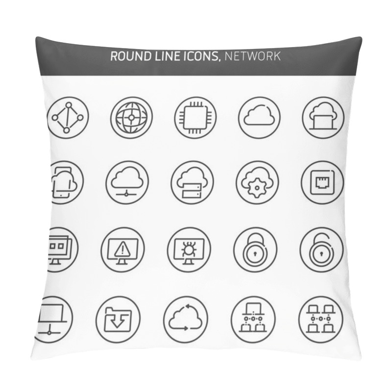 Personality  Network Theme, Round Line Icons. The Illustrations Are Vector , Editable Stroke, 64x64, Pixel Perfect Files.  Crafted With Passion. Pillow Covers