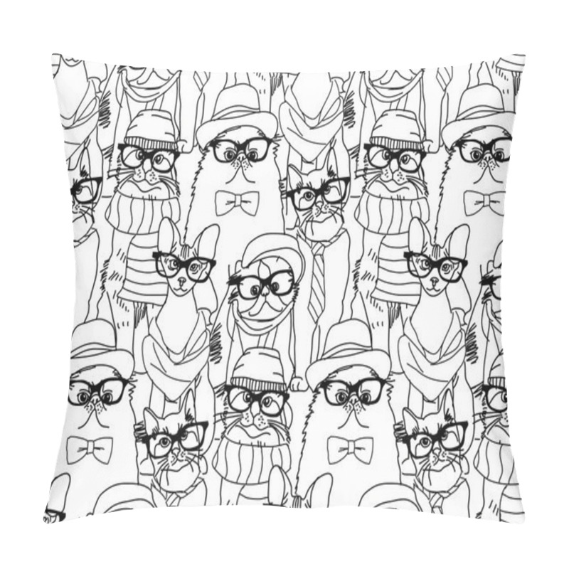 Personality  Cute Cats Seamless Pattern Pillow Covers