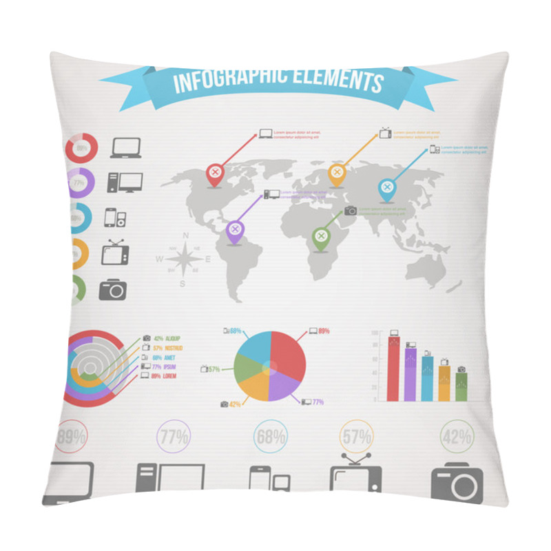 Personality  Business Infographic Elements Vector Illustration Pillow Covers