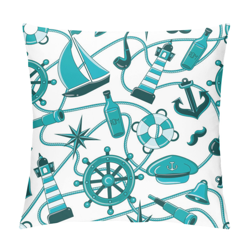 Personality  Sailor Pattern. Seamless Pattern Of A Pirate Ship And Attributes Pillow Covers