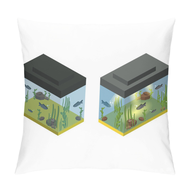 Personality  Two Aquariums In Isometric Projection Pillow Covers