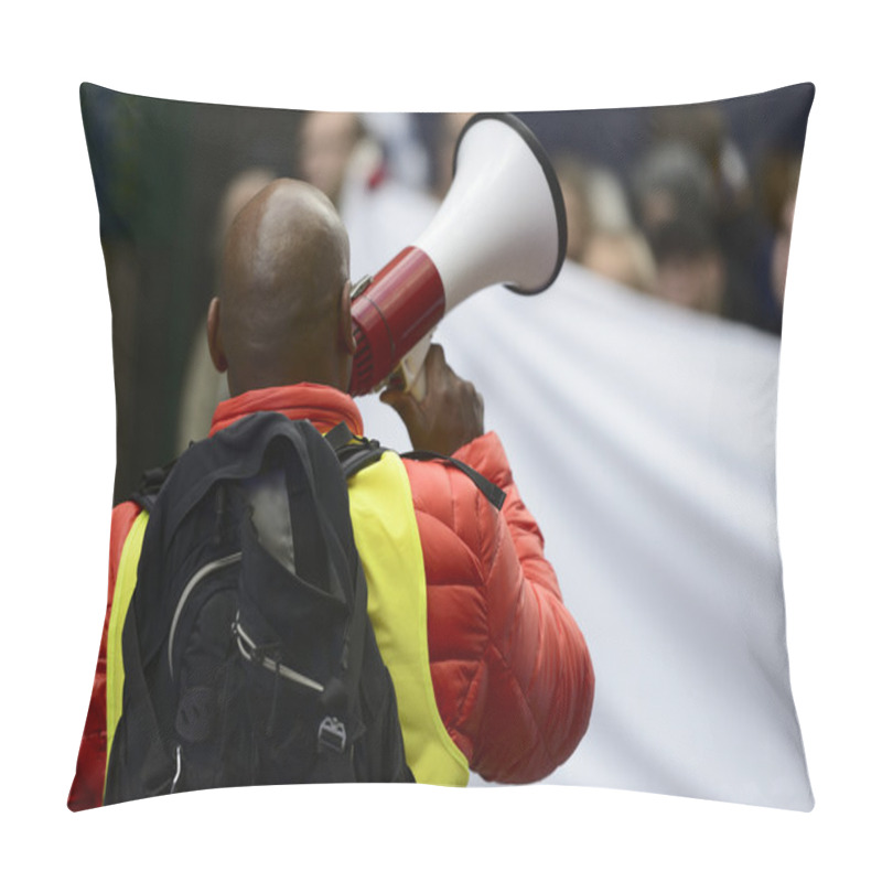 Personality  Activist With The Megaphone Pillow Covers