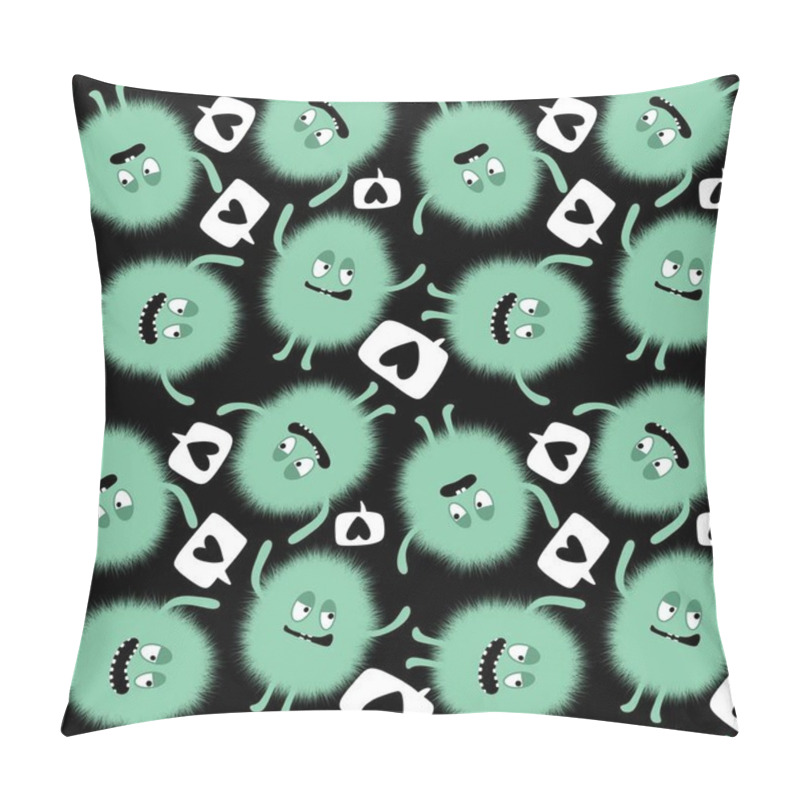 Personality  Cartoon Monsters Seamless Fluffy Aliens Pattern For Wrapping Paper And Fabrics And Linens And Kids Clothes Print And Festive Accessories And Kindergarten Textiles. High Quality Photo Pillow Covers