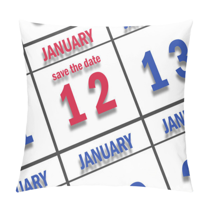 Personality  January 12th. Day 12 Of Month,  Date Marked Save The Date  On A Calendar. Winter Month, Day Of The Year Concept. Pillow Covers