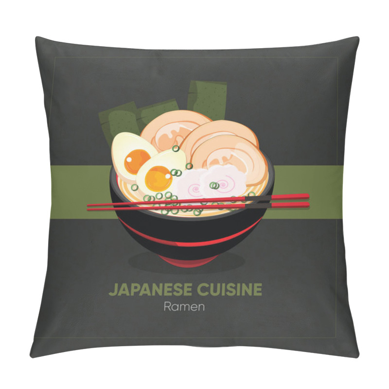 Personality  A Flat Vector Illustration Of Japanese Ramen Noodles, Isolated Food Design. Pillow Covers