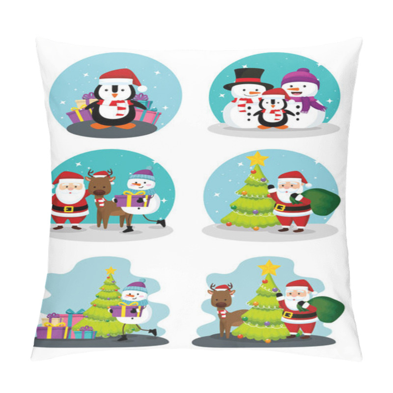 Personality  Bundle Christmas Scenes With Set Icons Pillow Covers