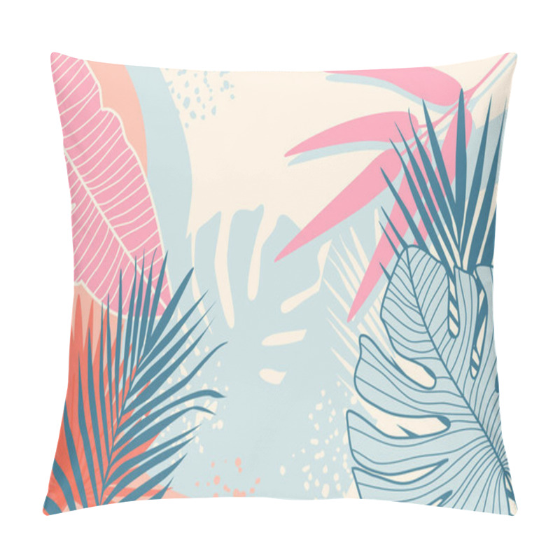 Personality  Modern Tropical Background. Jungle Plants Nature Backdrop. Summer Palm Leaves Wallpaper. Exotic Botanical Design For Travel Posters, Wedding Invitation, Web Banners. Minimal Style Vector Illustration. Pillow Covers