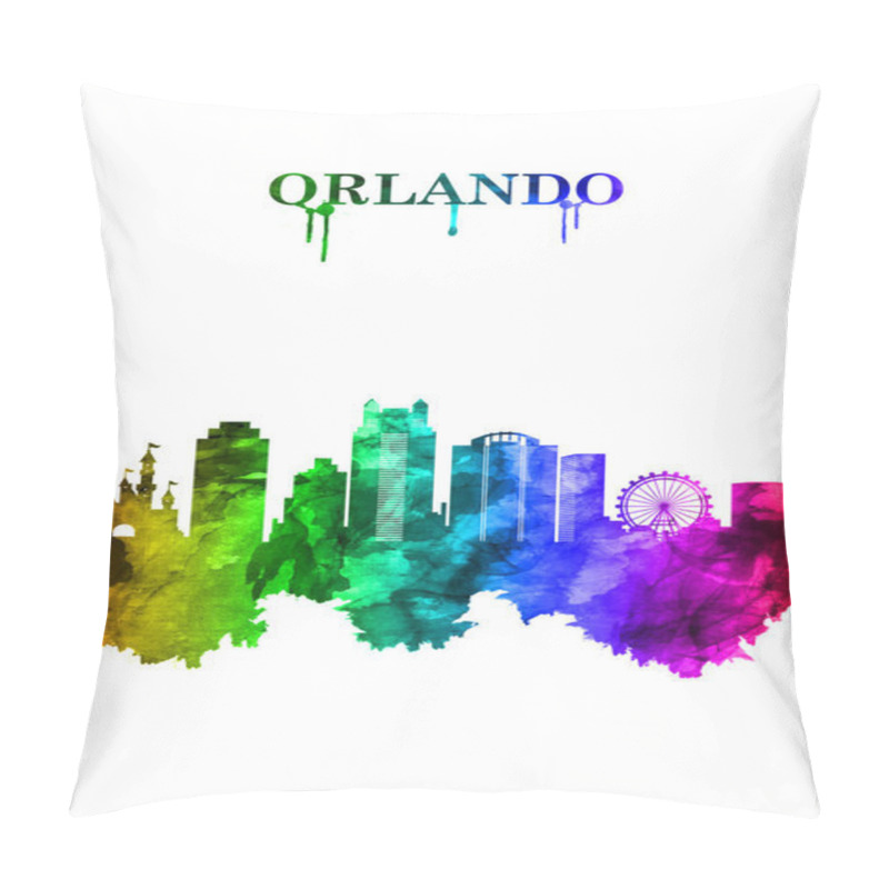 Personality  Portrait Rainbow Skyline Of Orlando, A City In Central Florida, Home To More Than A Dozen Theme Parks Pillow Covers