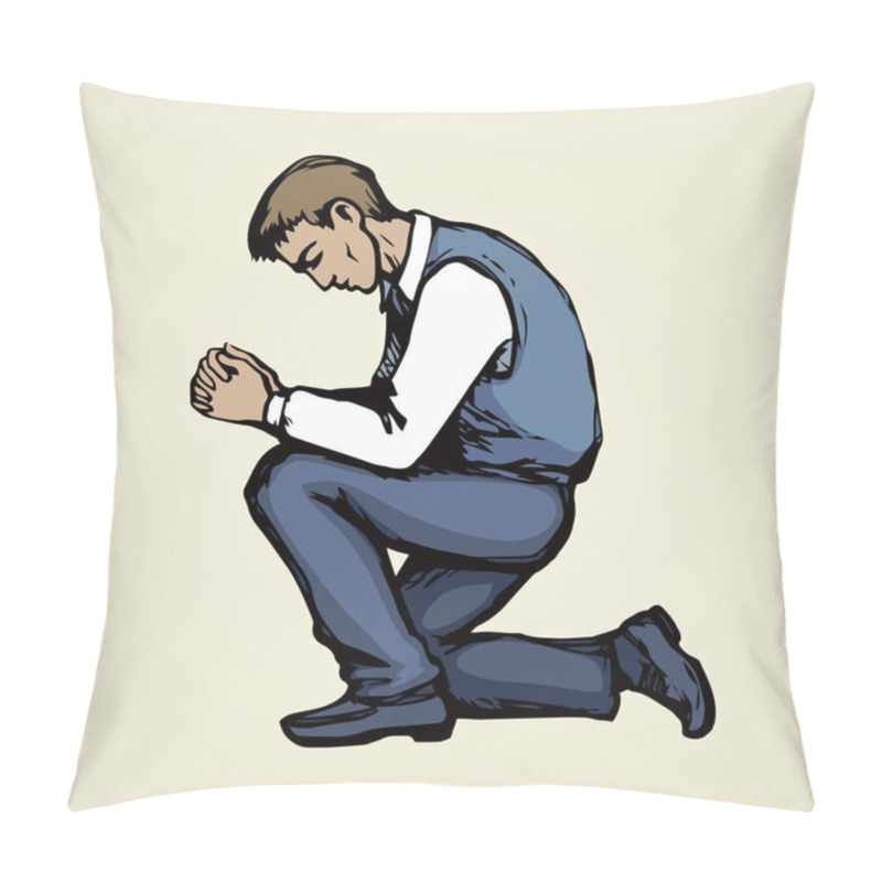 Personality  Vector Image Of The Praying Person Pillow Covers