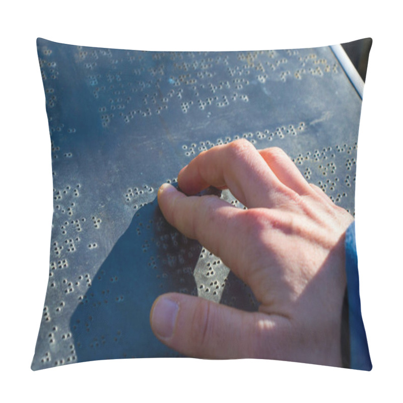 Personality  Braille Text And Hand, Blind People Book, White And Reading With Hand Pillow Covers