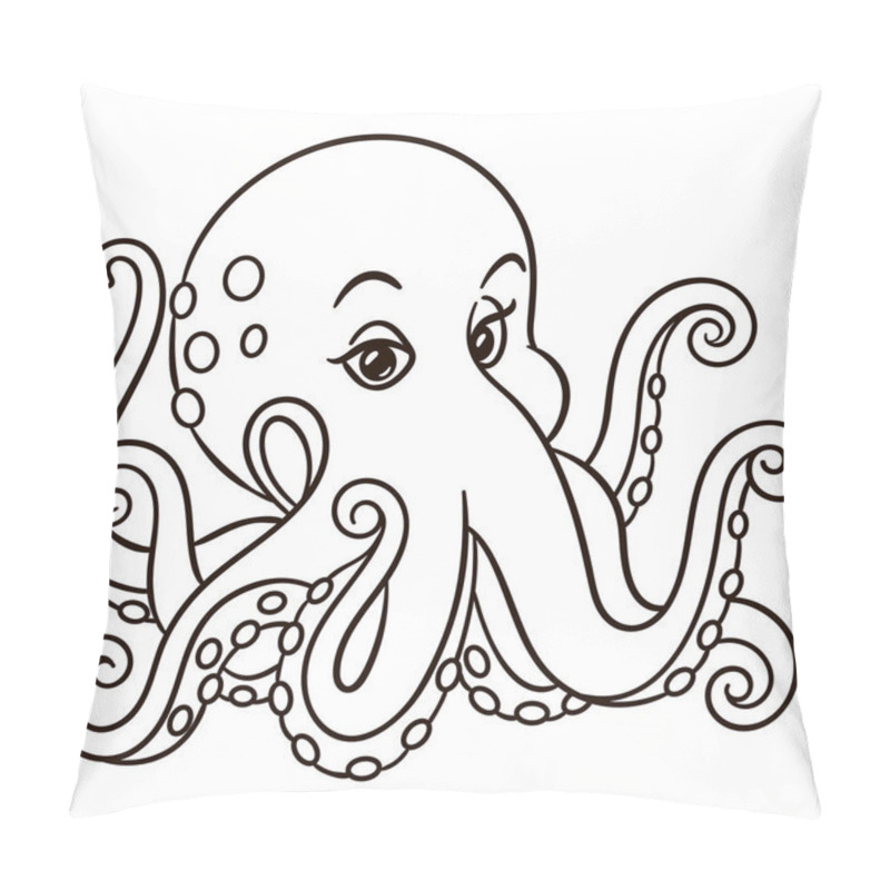 Personality  Octopus Cartoon Illustration. Cute Animal Print For T-shirts, Mugs, Totes, Stickers, Nursery Wall Arts, Greeting Cards, Etc. Pillow Covers