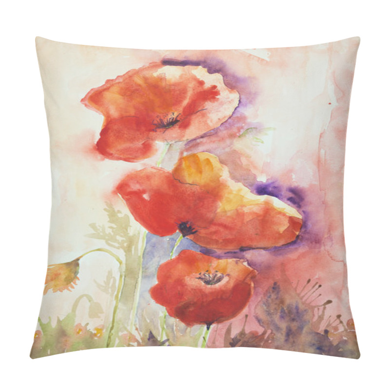 Personality  Tree Poppies Towering Over A Field. Pillow Covers