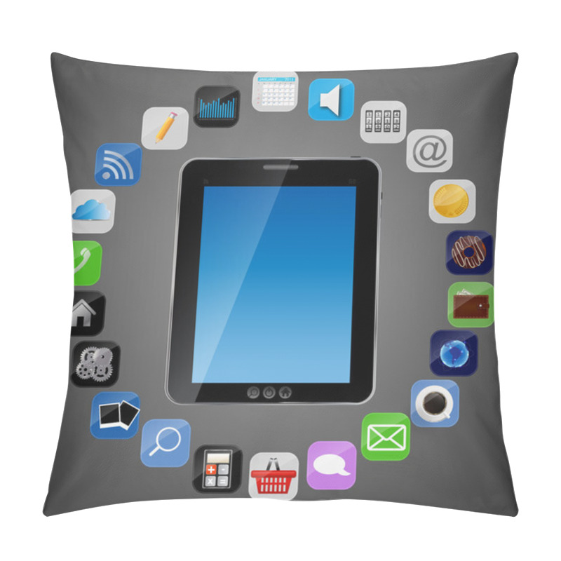 Personality  Universal Design Tablet With App Icons Vector Illustration Pillow Covers