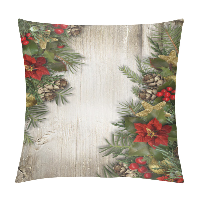 Personality  Christmas Border With Poinsettia Pillow Covers