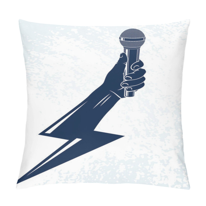 Personality  Microphone In Hand In A Shape Of Lightning, Rap Battle Rhymes Mu Pillow Covers