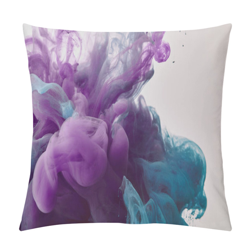 Personality  Abstract Background With Purple And Blue Swirls Of Gouache Paint Pillow Covers