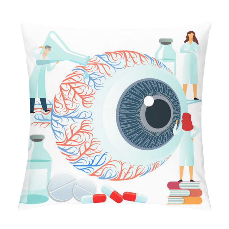 Personality  Vector Flat Illustrations, Large Human Eye On A White Background Pillow Covers