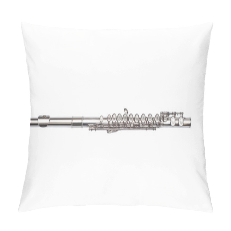 Personality  Brass Silver Metal Flute Isolated On White Background Pillow Covers