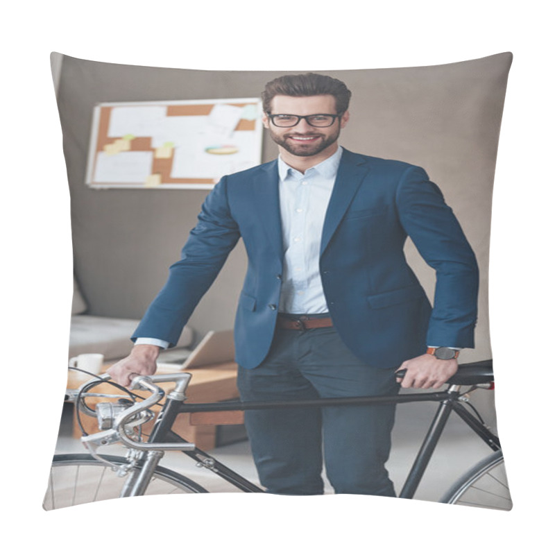 Personality  Businessman With Retro Bicycle Pillow Covers