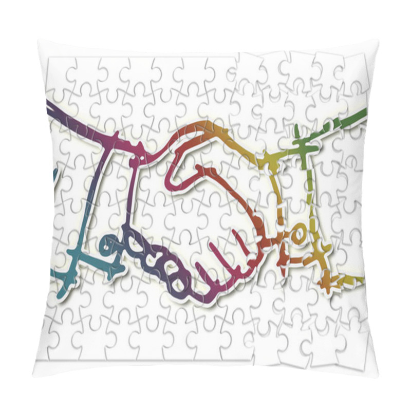 Personality  Handshake Against A White Background - Concept Image In Jigsaw P Pillow Covers