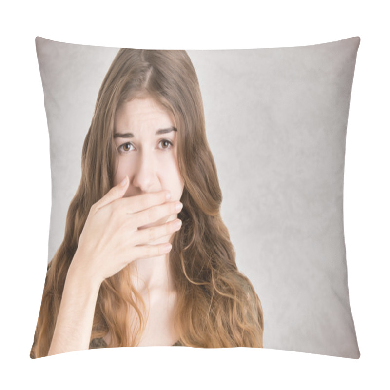 Personality  Female Covering Her Mmouth Pillow Covers