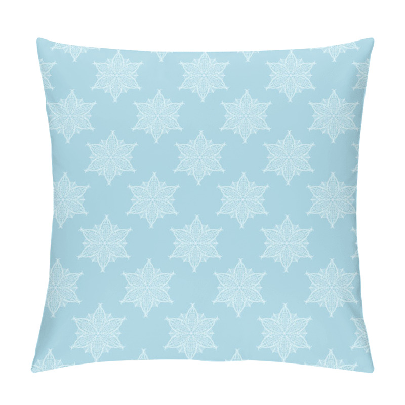 Personality  White Floral Pattern On Blue Background. Seamless Ornament For Textile And Wallpapers Pillow Covers