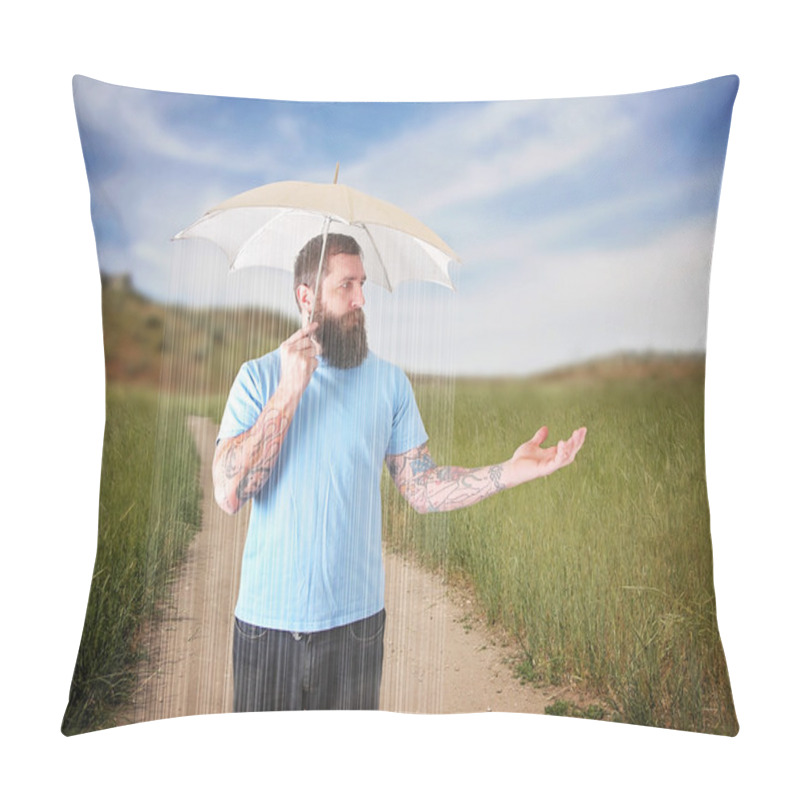 Personality  Man Under An Umbrella Pillow Covers