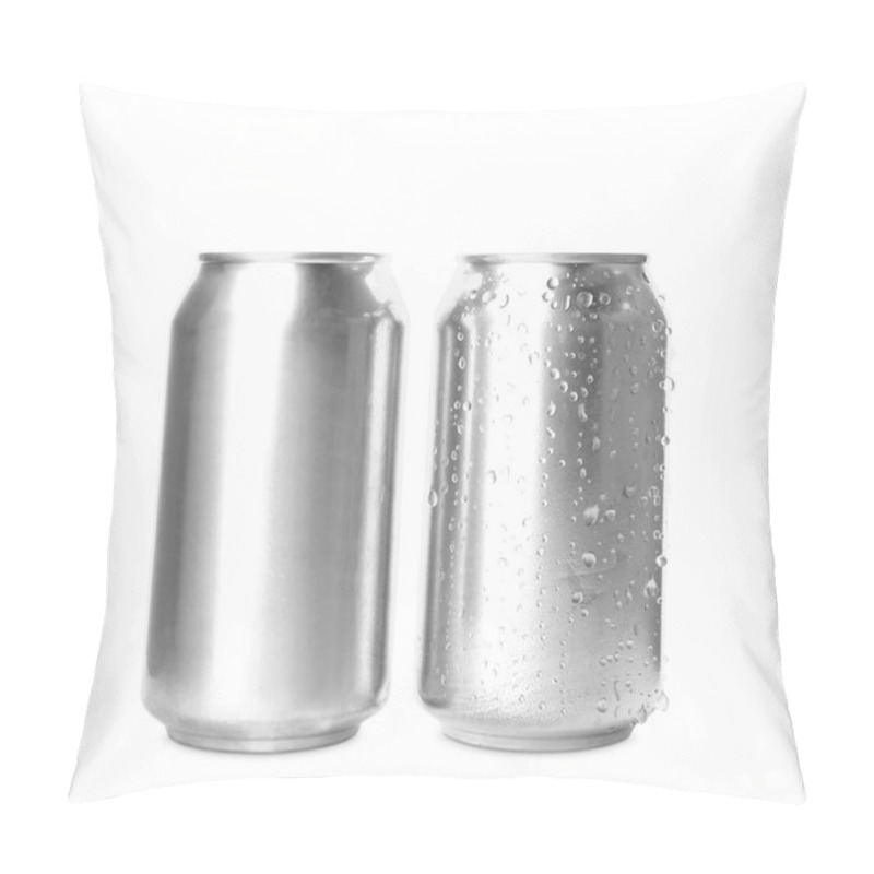 Personality  Aluminium Cans Of Beverage On White Background Pillow Covers