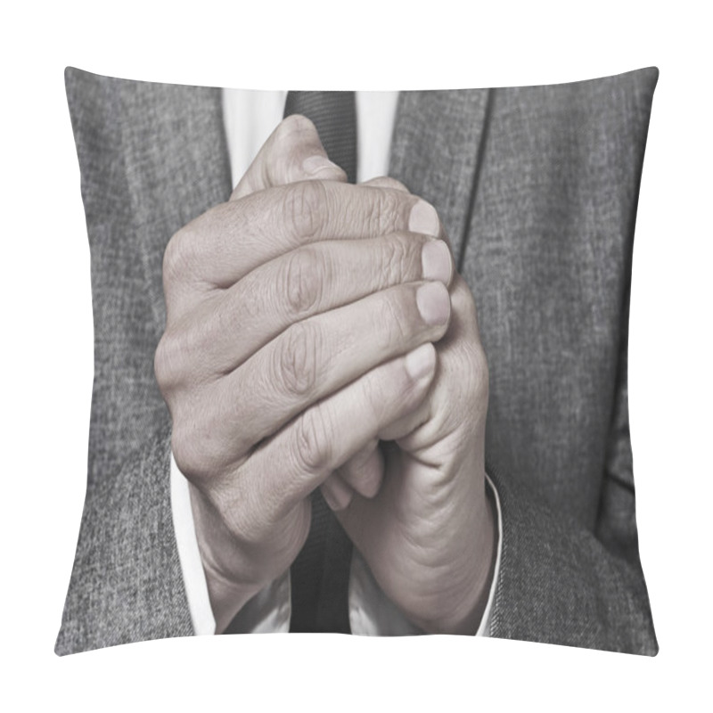 Personality  Man In Suit Rubbing His Hands Pillow Covers