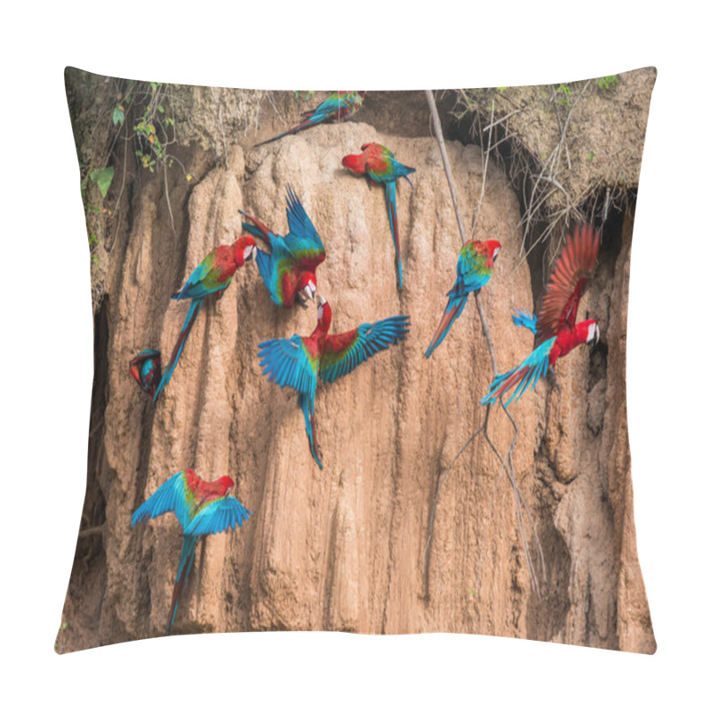 Personality  Macaws In Clay Lick Pillow Covers