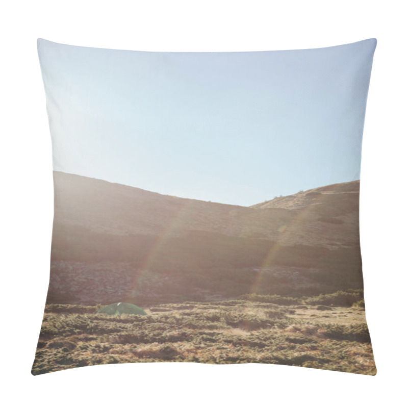 Personality  Beautiful Mountains Landscape Under Sunset Sky With Sun Flare, Carpathians, Ukraine Pillow Covers