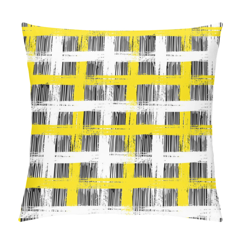 Personality  Seamless Plaid Pattern With Brushstrokes And Stripes Pillow Covers