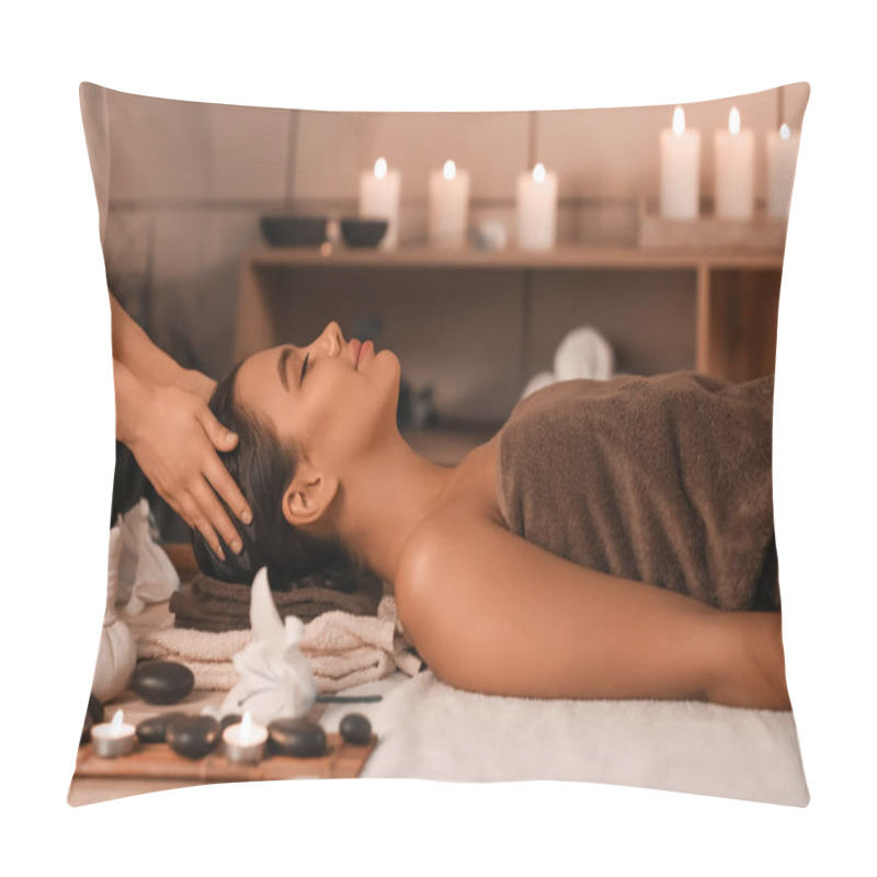 Personality  Beautiful Woman Receiving Spa Massage In Salon Pillow Covers